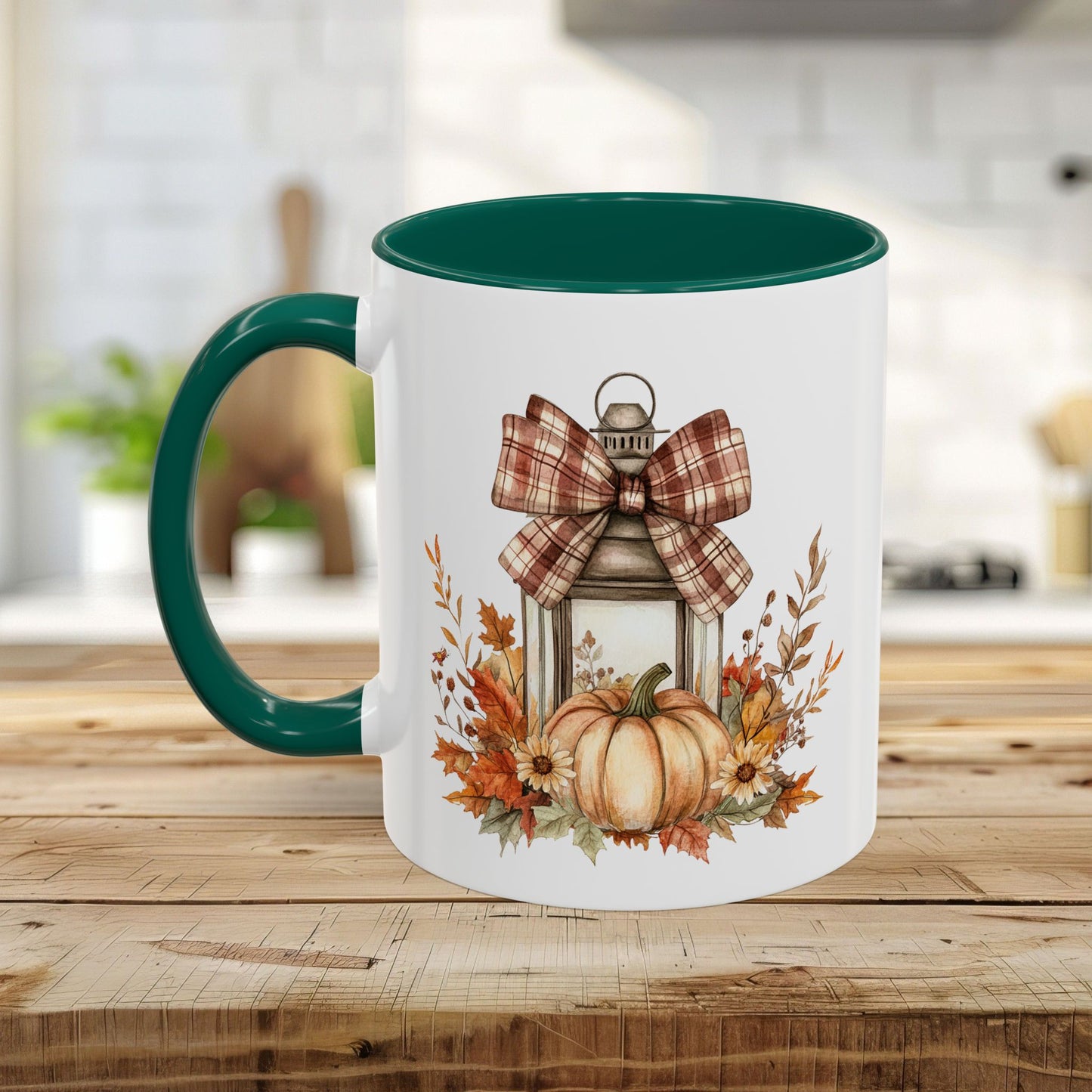Rustic Plaid Bow Autumn Lantern Mug (11/15oz)