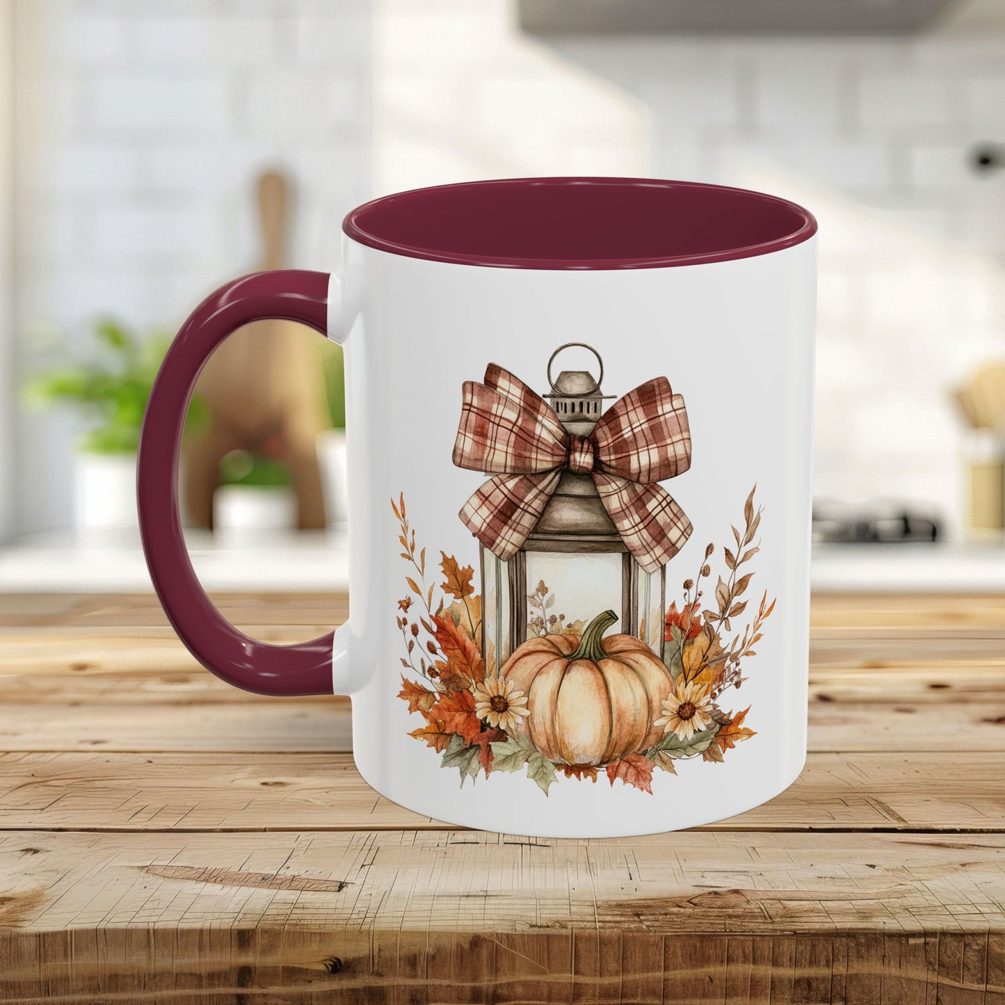 Rustic Plaid Bow Autumn Lantern Mug (11/15oz)