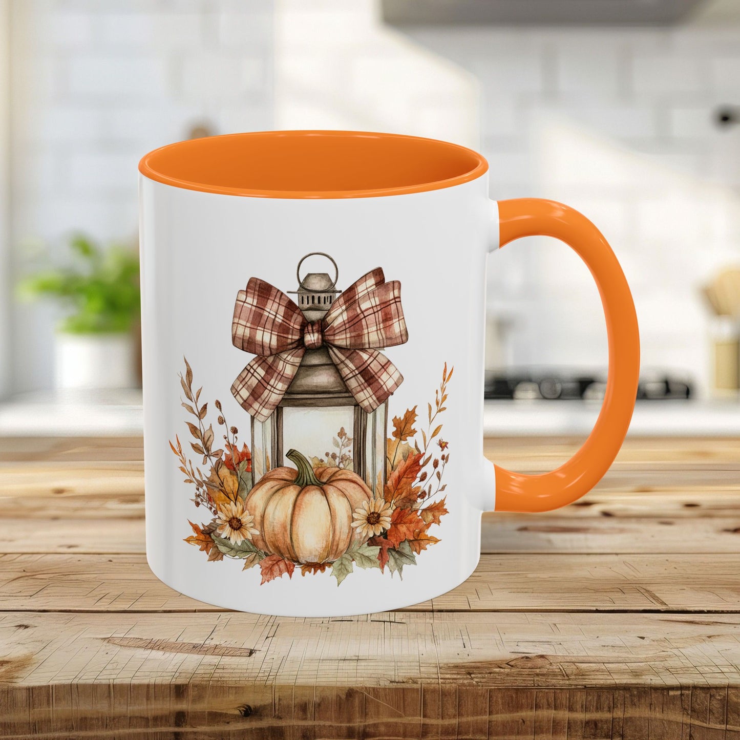 Rustic Plaid Bow Autumn Lantern Mug (11/15oz)