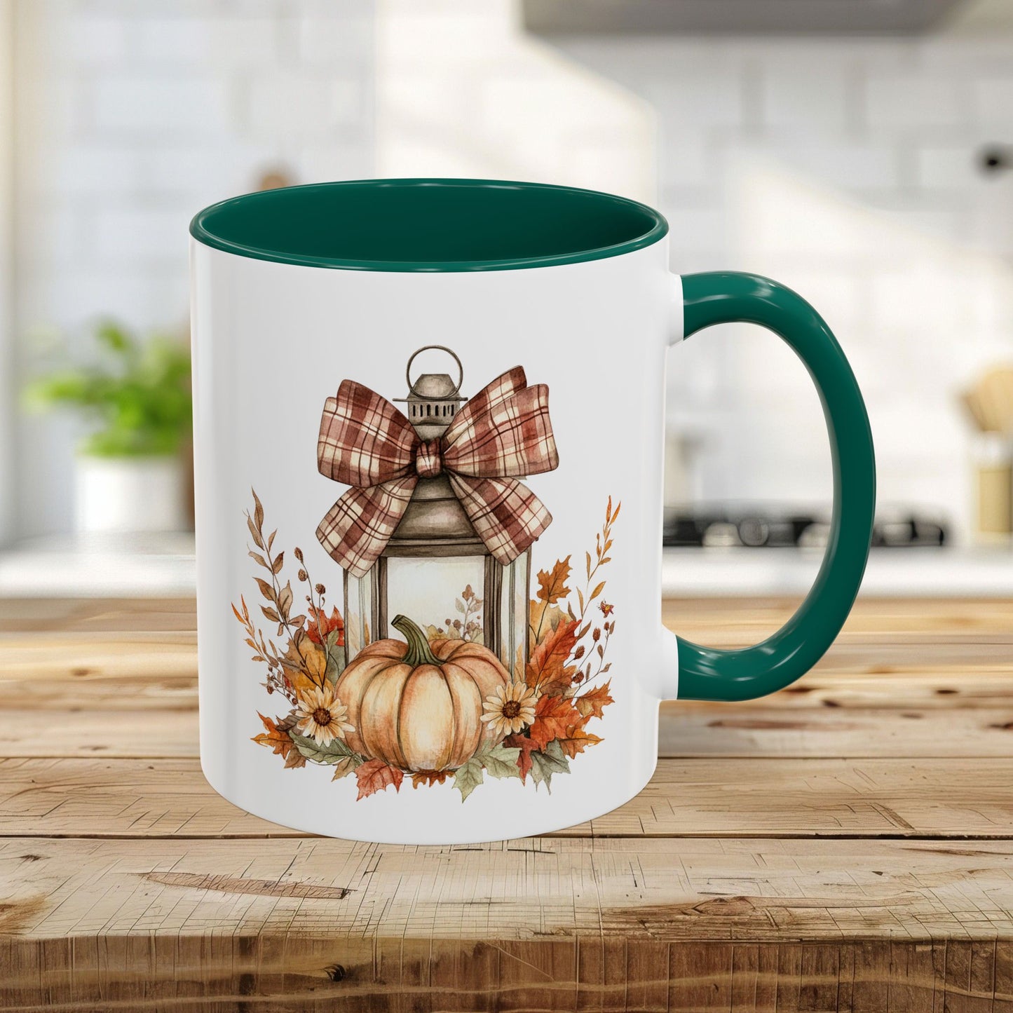 Rustic Plaid Bow Autumn Lantern Mug (11/15oz)
