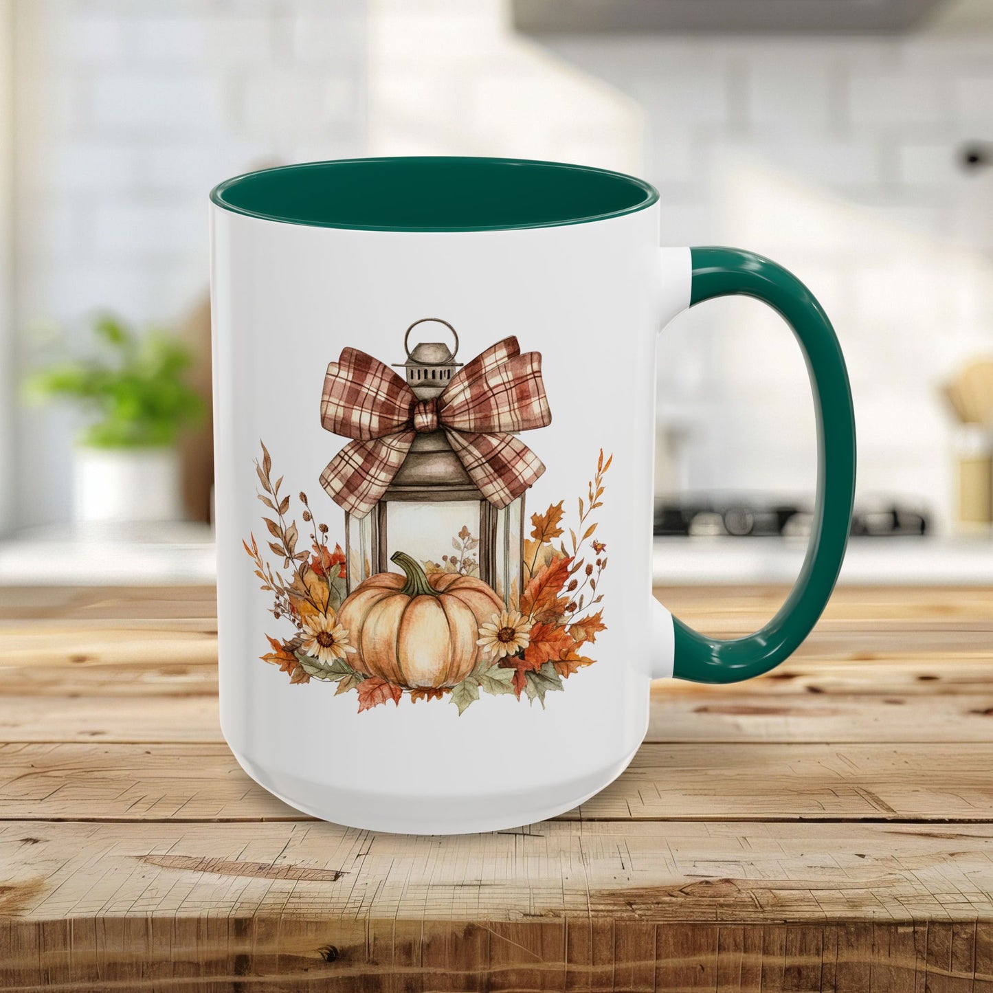 Rustic Plaid Bow Autumn Lantern Mug (11/15oz)
