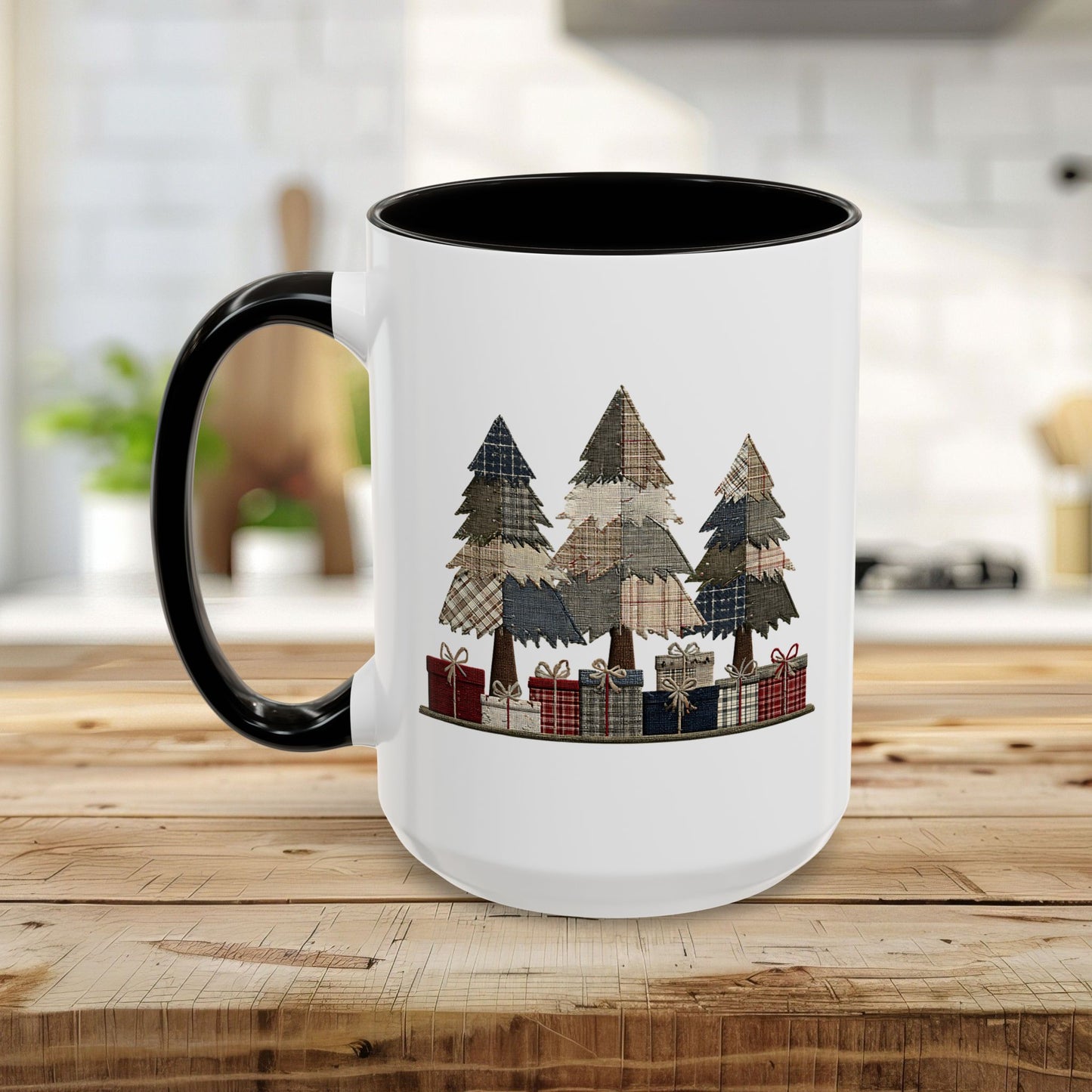 Rustic Plaid Christmas Trees & Gifts Coffee Mug (11/15oz)