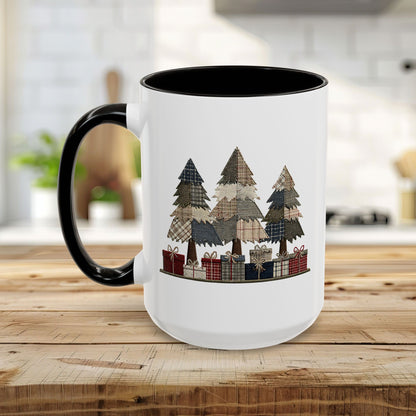 Rustic Plaid Christmas Trees & Gifts Coffee Mug (11/15oz)