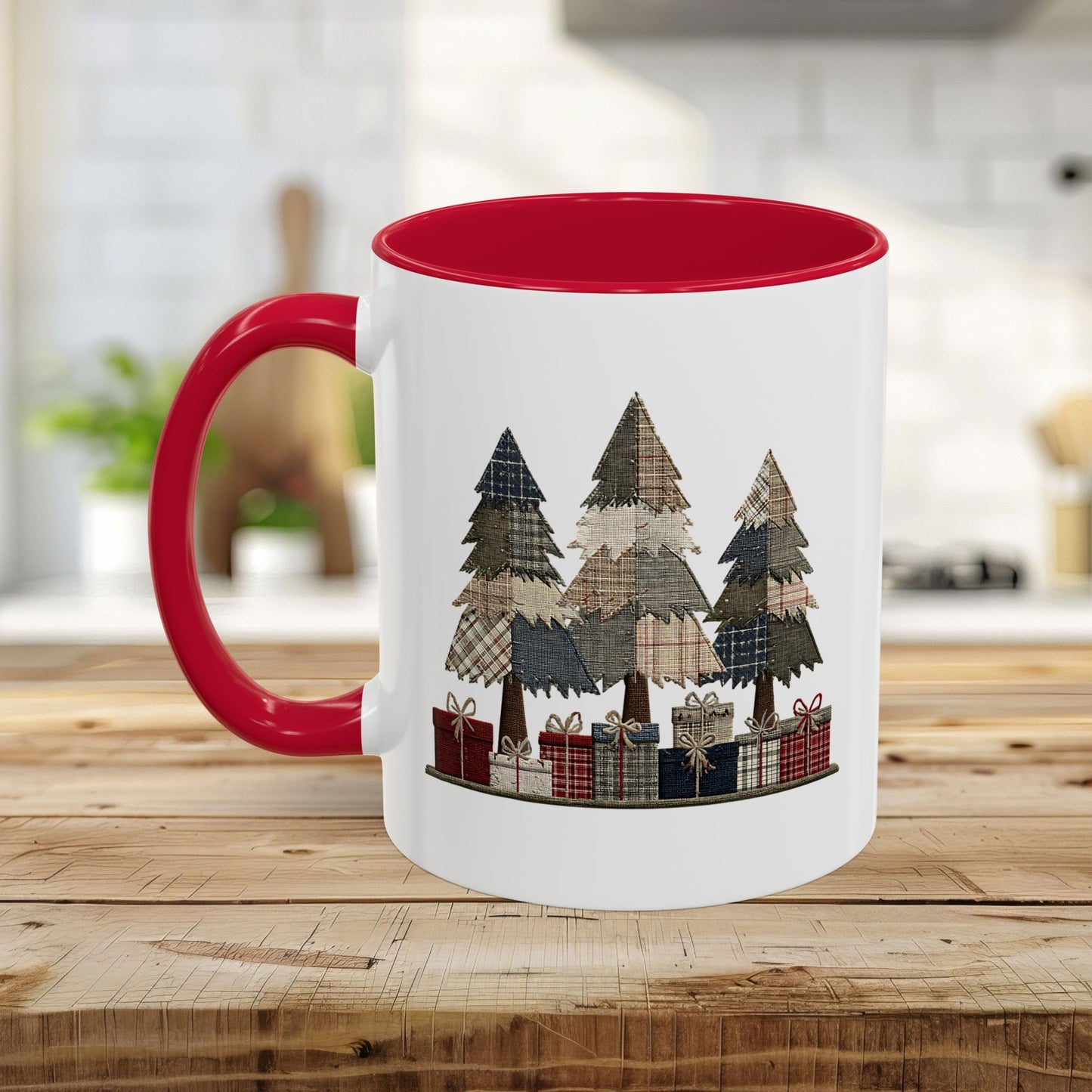 Rustic Plaid Christmas Trees & Gifts Coffee Mug (11/15oz)