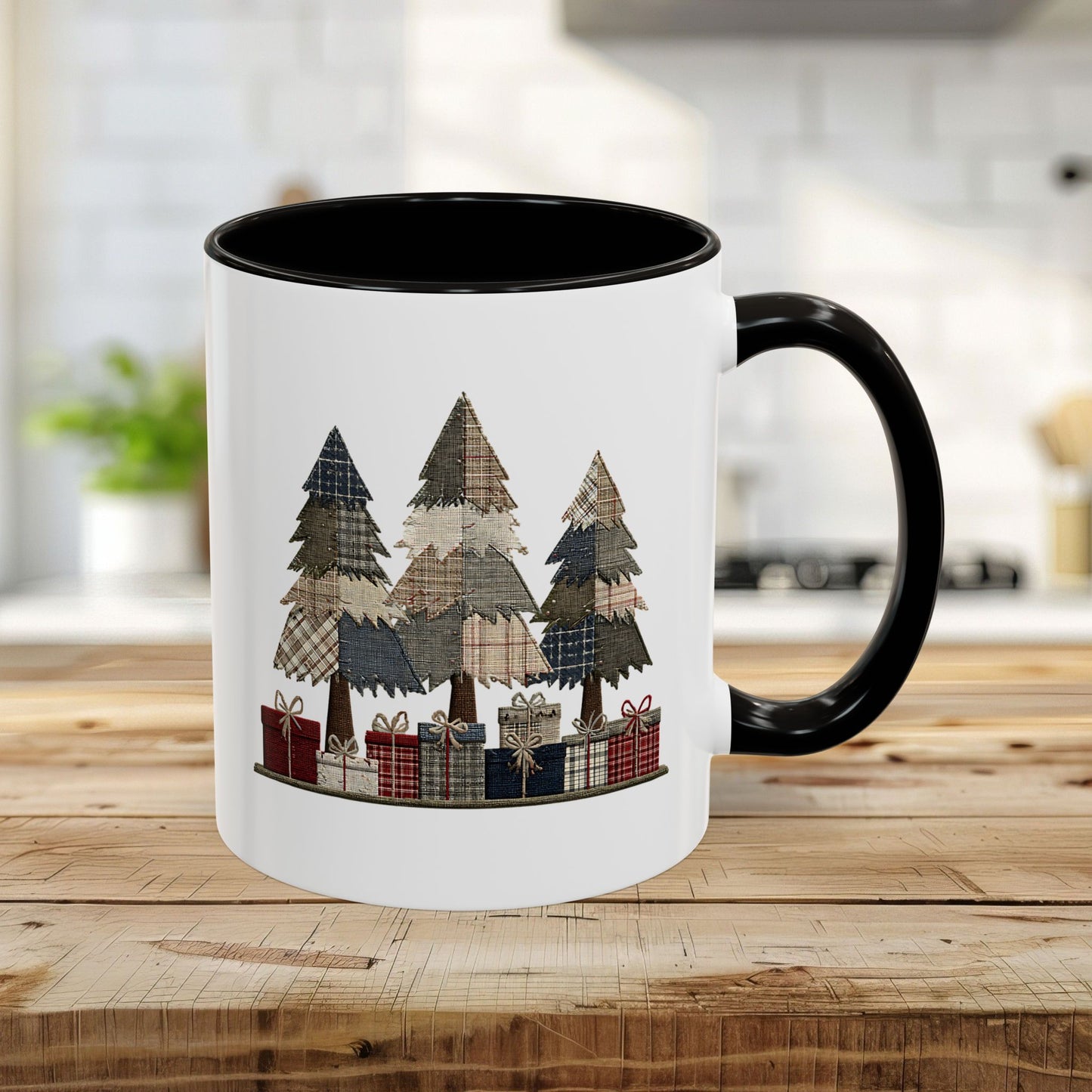 Rustic Plaid Christmas Trees & Gifts Coffee Mug (11/15oz)