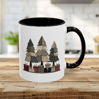 Rustic Plaid Christmas Trees & Gifts Coffee Mug (11/15oz)