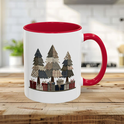 Rustic Plaid Christmas Trees & Gifts Coffee Mug (11/15oz)