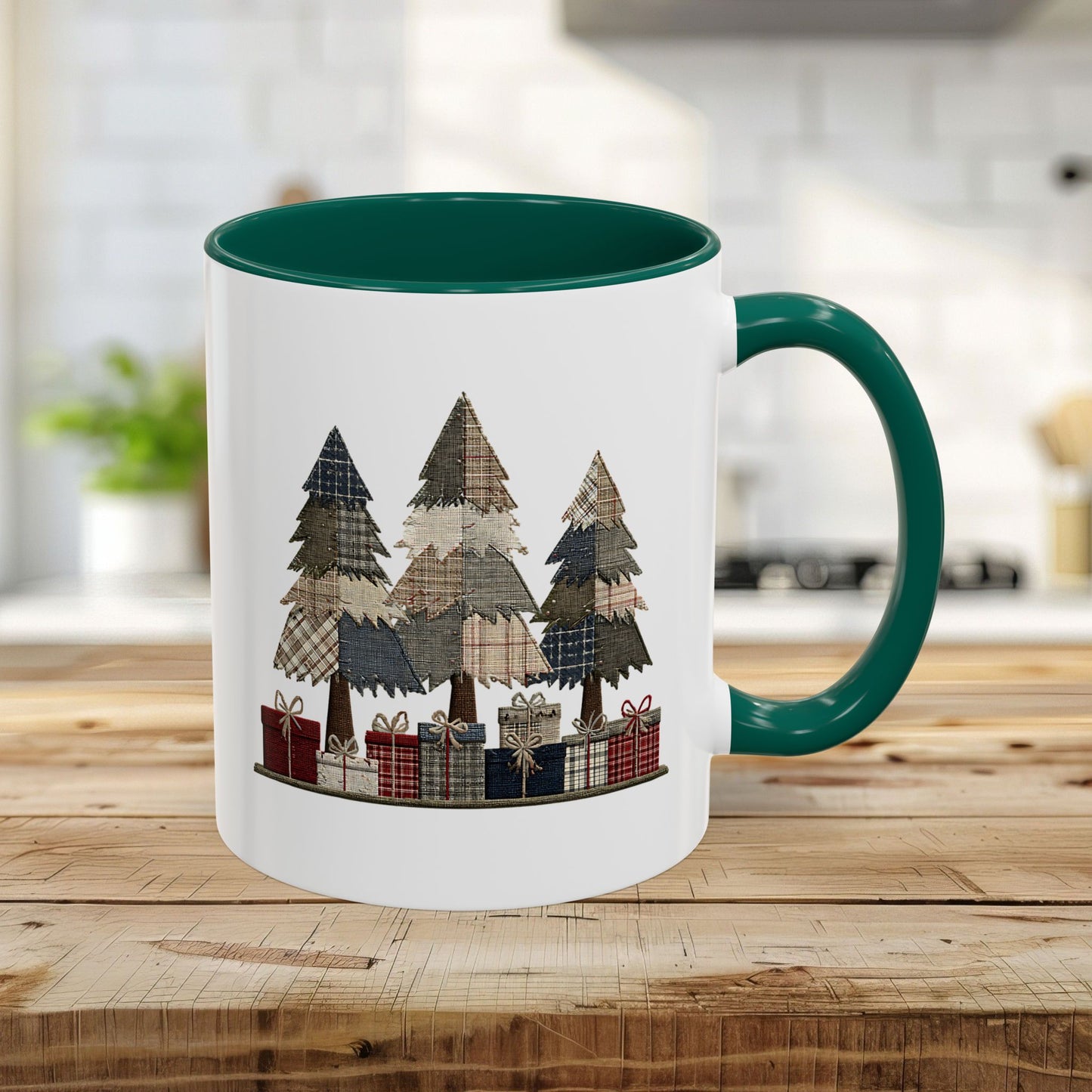 Rustic Plaid Christmas Trees & Gifts Coffee Mug (11/15oz)