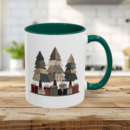 Rustic Plaid Christmas Trees & Gifts Coffee Mug (11/15oz)