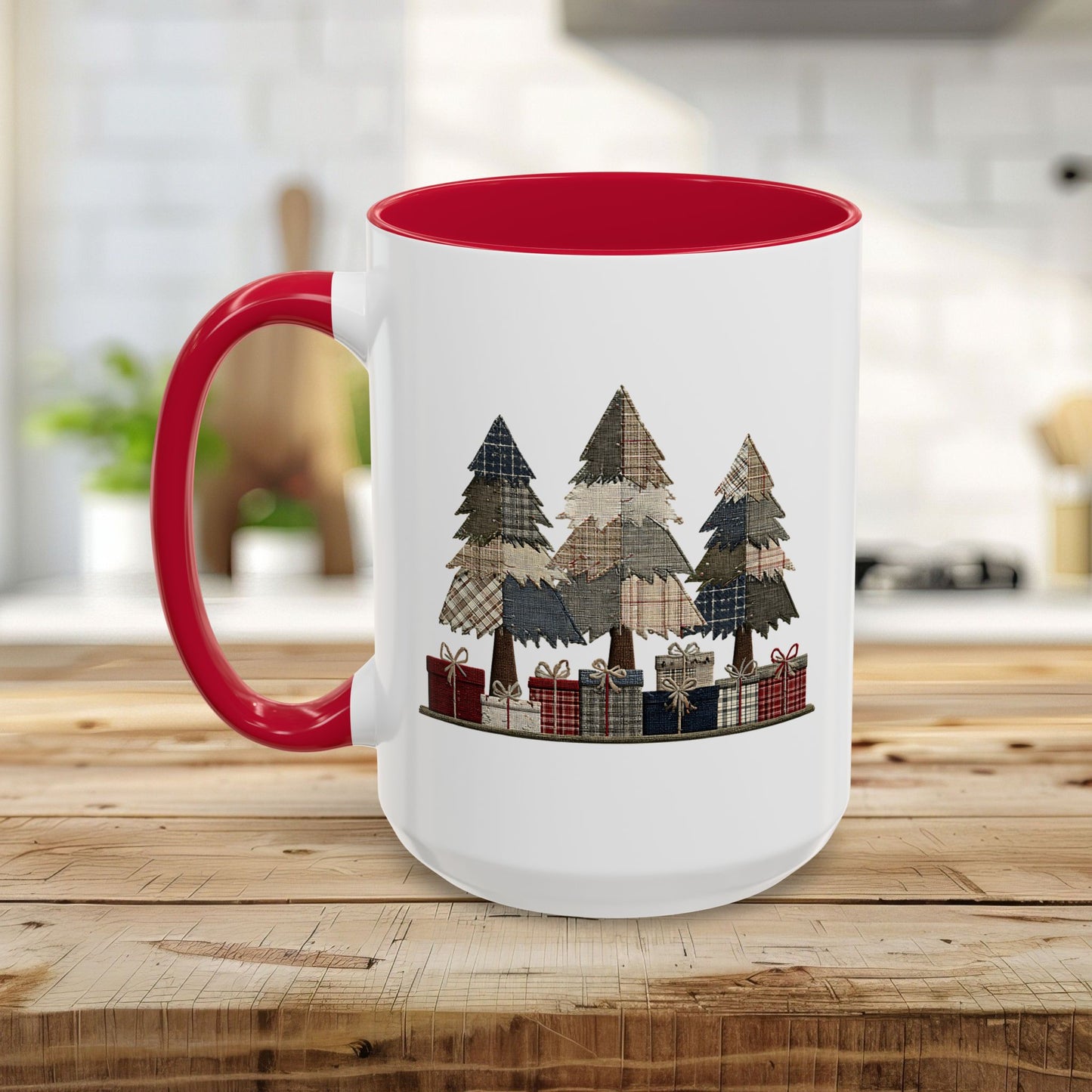 Rustic Plaid Christmas Trees & Gifts Coffee Mug (11/15oz)