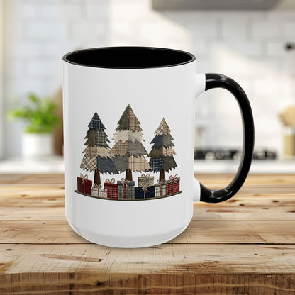 Rustic Plaid Christmas Trees & Gifts Coffee Mug (11/15oz)