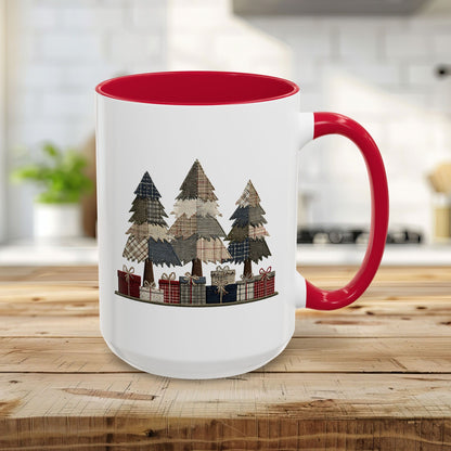 Rustic Plaid Christmas Trees & Gifts Coffee Mug (11/15oz)