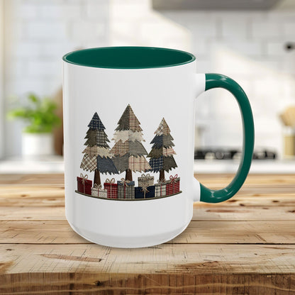 Rustic Plaid Christmas Trees & Gifts Coffee Mug (11/15oz)