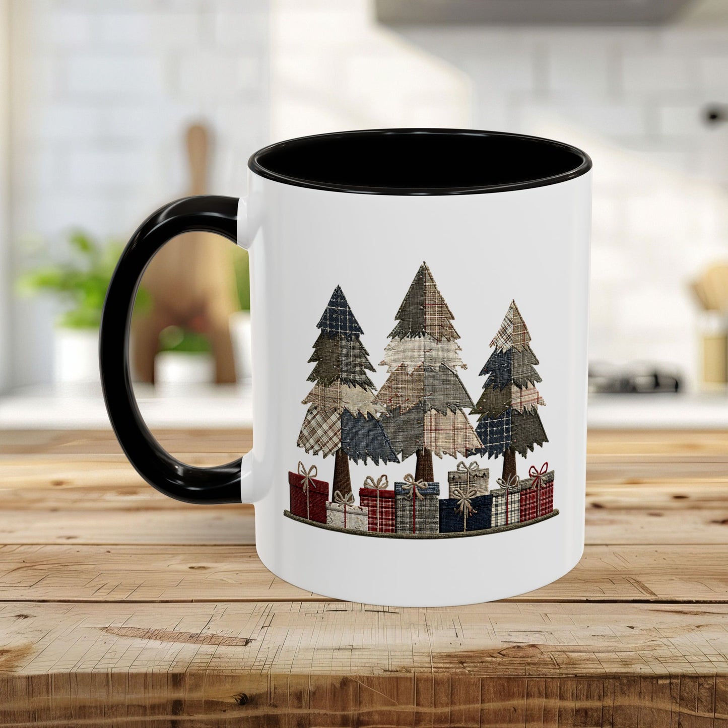 Rustic Plaid Christmas Trees & Gifts Coffee Mug (11/15oz)
