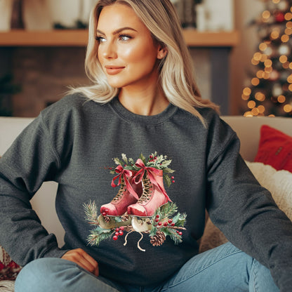 Rustic Red Ice Skates Sweatshirt