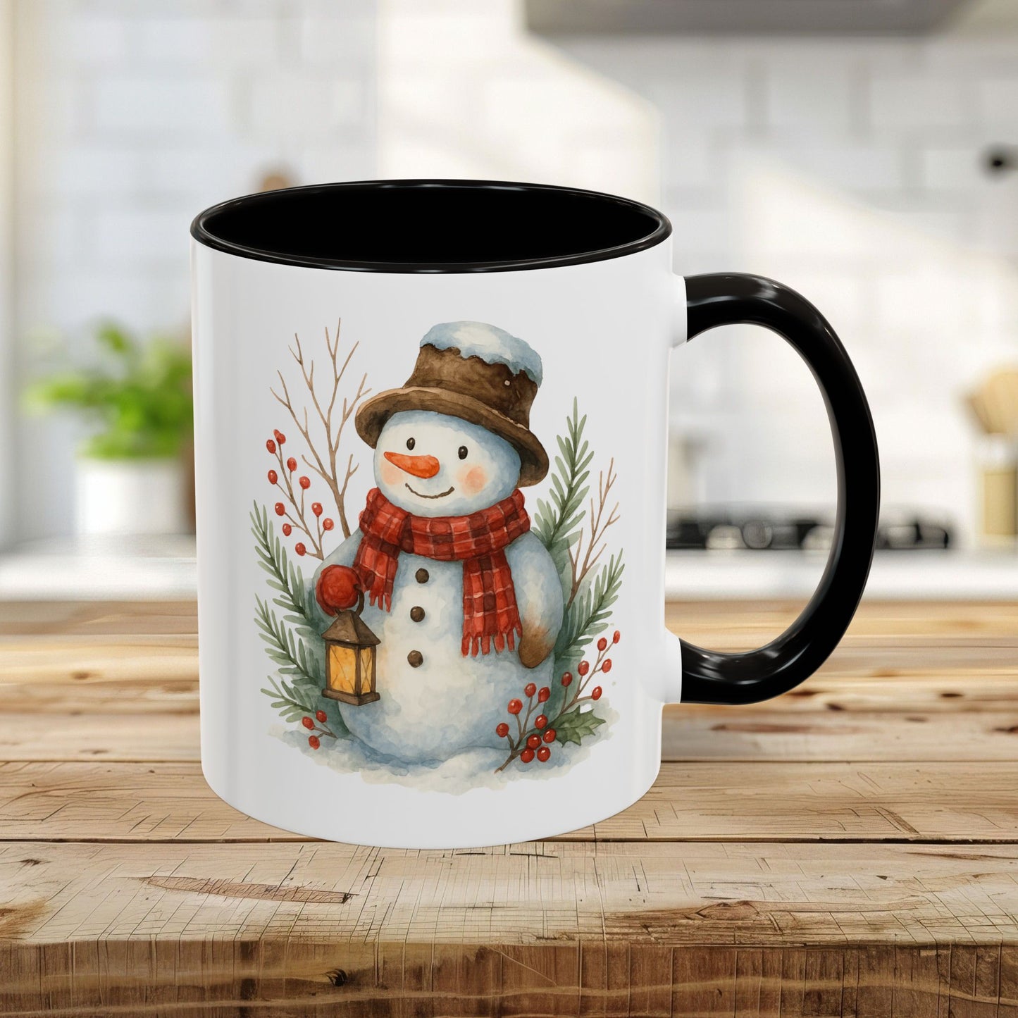 Rustic Snowman with Lantern Mug (11/15oz)