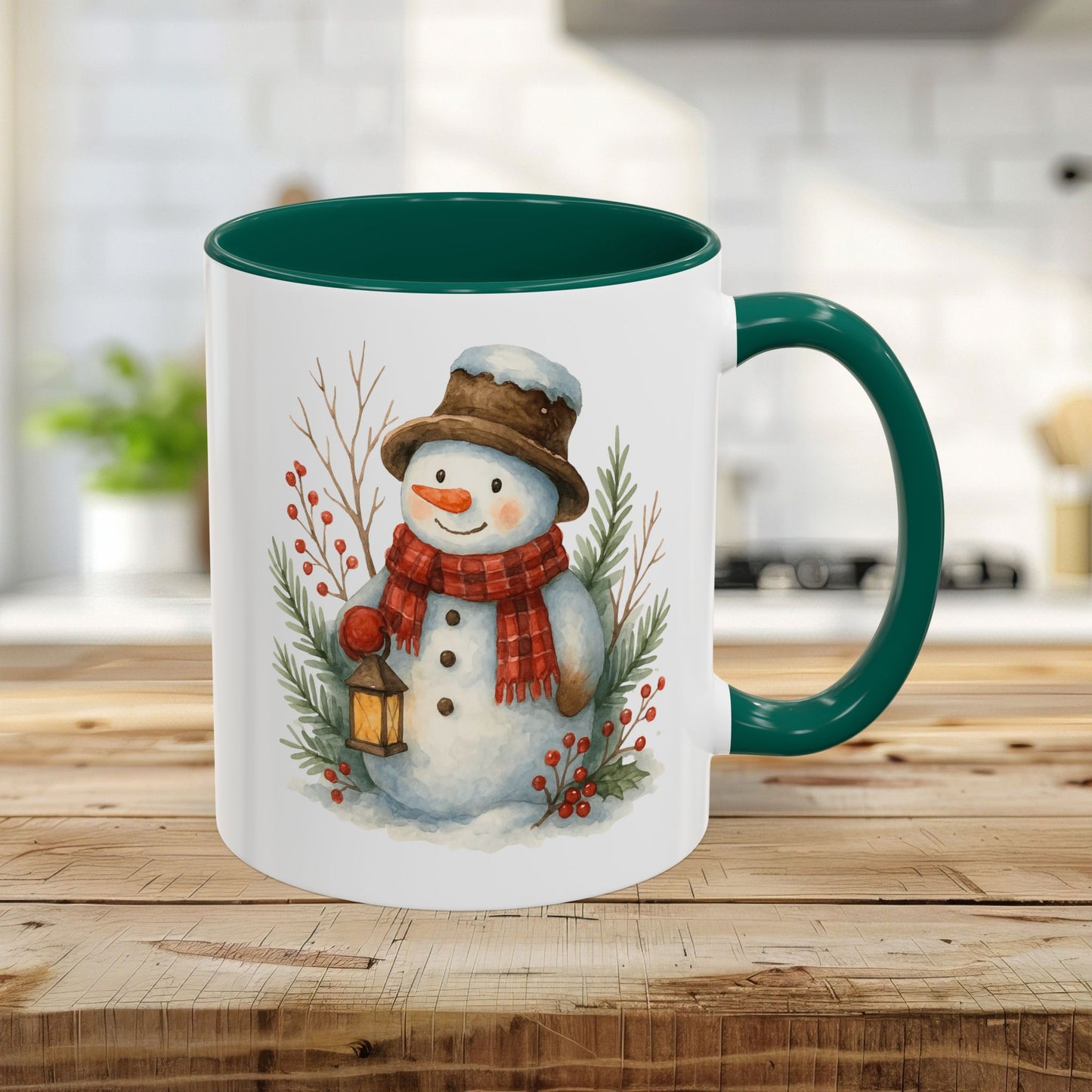 Rustic Snowman with Lantern Mug (11/15oz)