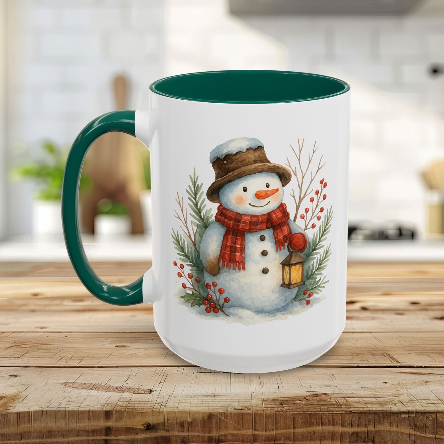 Rustic Snowman with Lantern Mug (11/15oz)