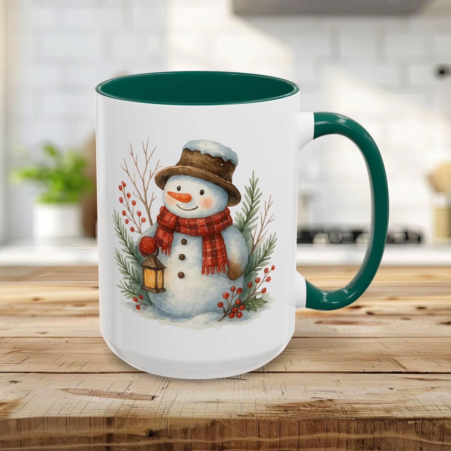 Rustic Snowman with Lantern Mug (11/15oz)