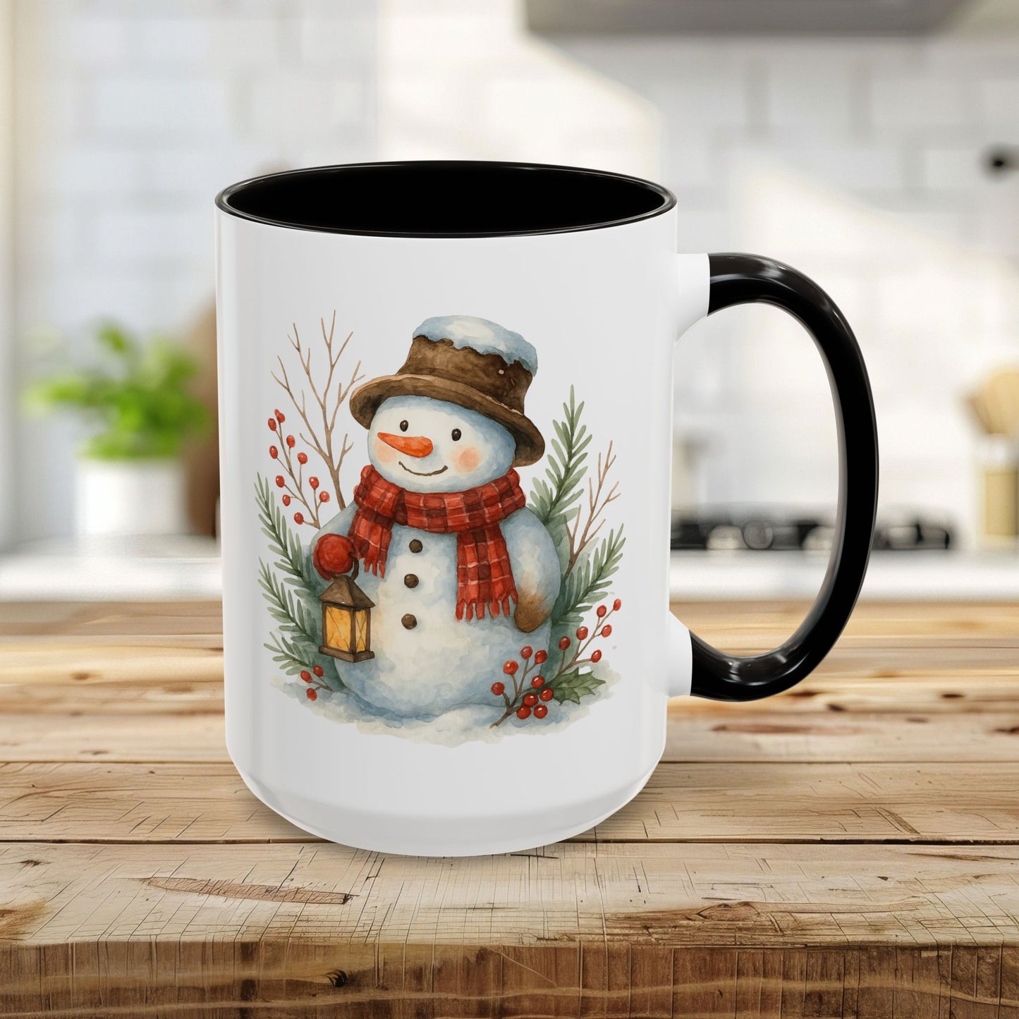 Rustic Snowman with Lantern Mug (11/15oz)