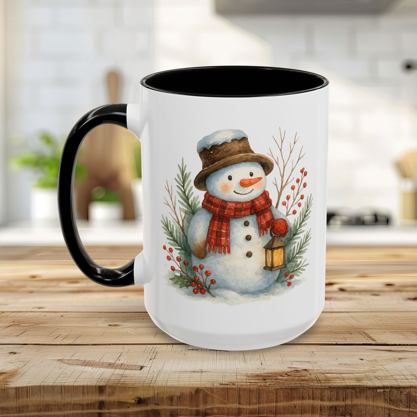 Rustic Snowman with Lantern Mug (11/15oz)