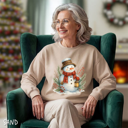 Rustic Snowman with Lantern Sweatshirt