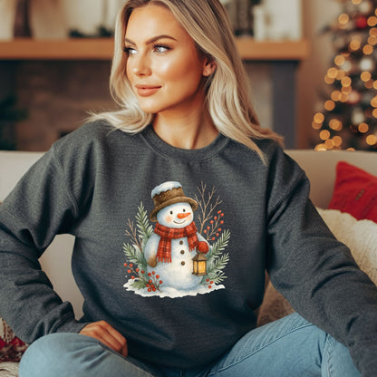 Rustic Snowman with Lantern Sweatshirt