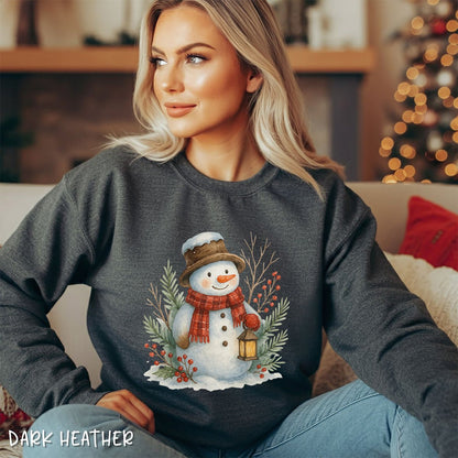 Rustic Snowman with Lantern Sweatshirt
