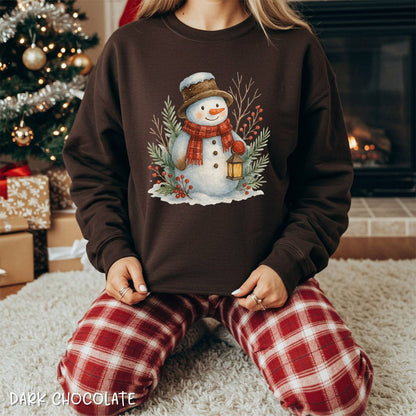 Rustic Snowman with Lantern Sweatshirt