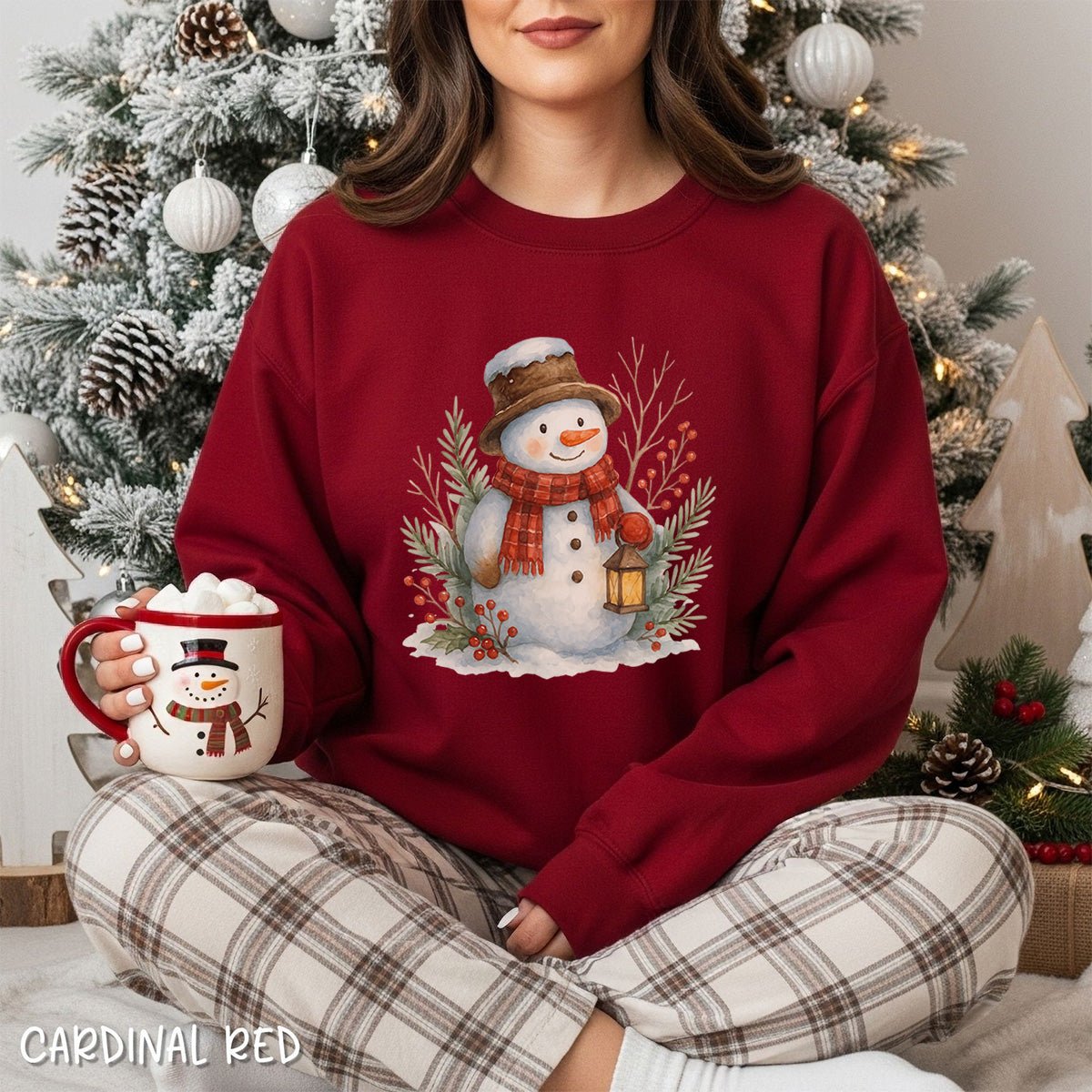 Rustic Snowman with Lantern Sweatshirt