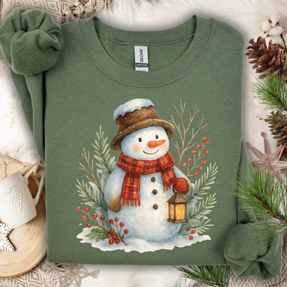 Rustic Snowman with Lantern Sweatshirt