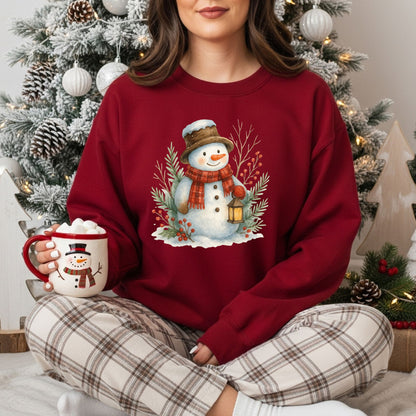 Rustic Snowman with Lantern Sweatshirt