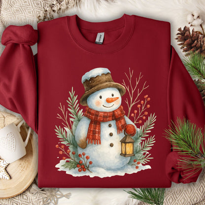 Rustic Snowman with Lantern Sweatshirt