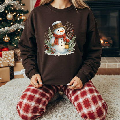 Rustic Snowman with Lantern Sweatshirt