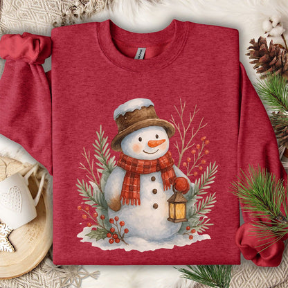 Rustic Snowman with Lantern Sweatshirt