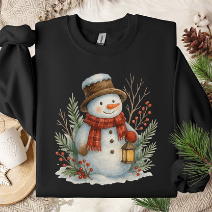 Rustic Snowman with Lantern Sweatshirt