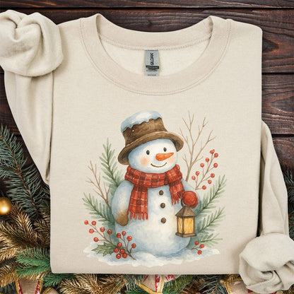 Rustic Snowman with Lantern Sweatshirt
