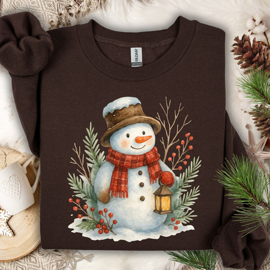 Rustic Snowman with Lantern Sweatshirt