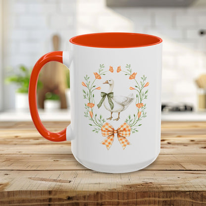 Rustic Spring Farmhouse Goose Mug in Wreath Mug (11oz & 15oz)