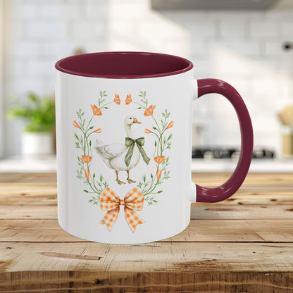 Rustic Spring Farmhouse Goose Mug in Wreath Mug (11oz & 15oz)