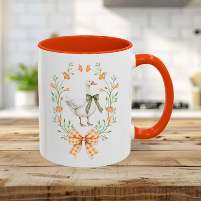 Rustic Spring Farmhouse Goose Mug in Wreath Mug (11oz & 15oz)