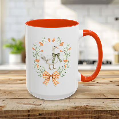 Rustic Spring Farmhouse Goose Mug in Wreath Mug (11oz & 15oz)