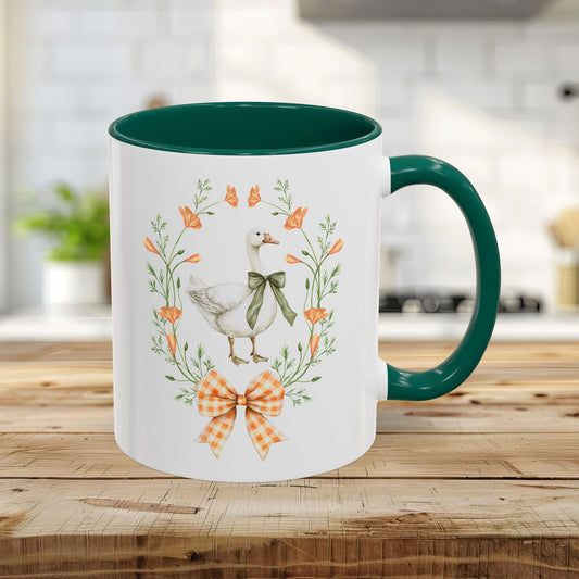 Rustic Spring Farmhouse Goose Mug in Wreath Mug (11oz & 15oz)