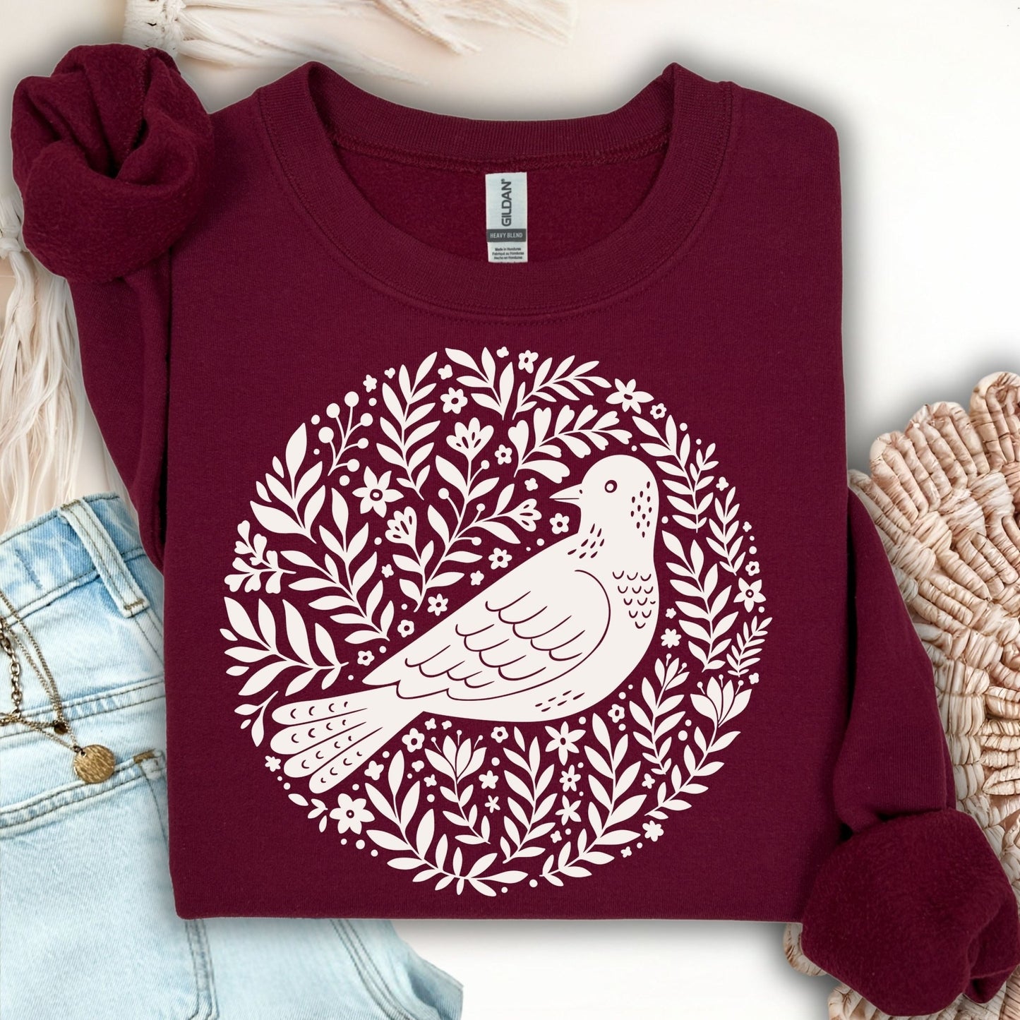 Scandinavian Bird Art Sweatshirt
