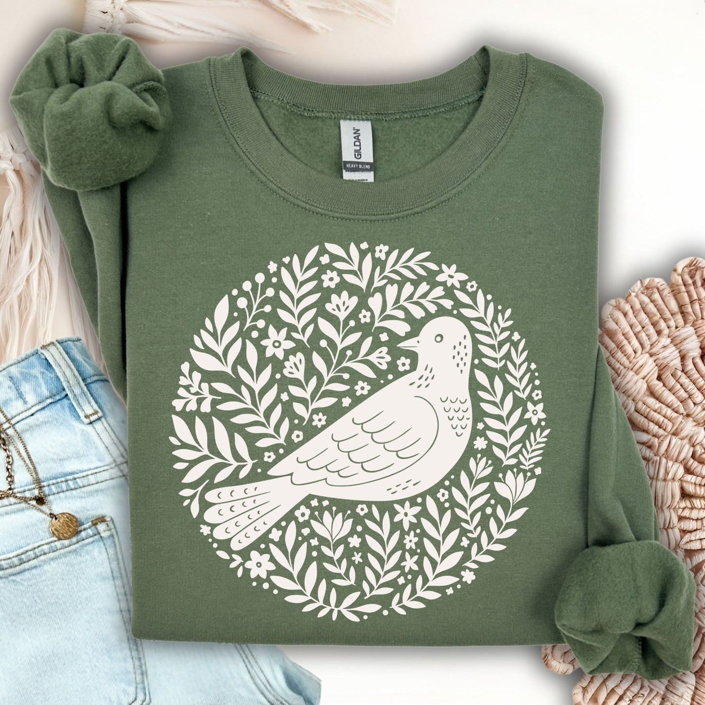 Scandinavian Bird Art Sweatshirt