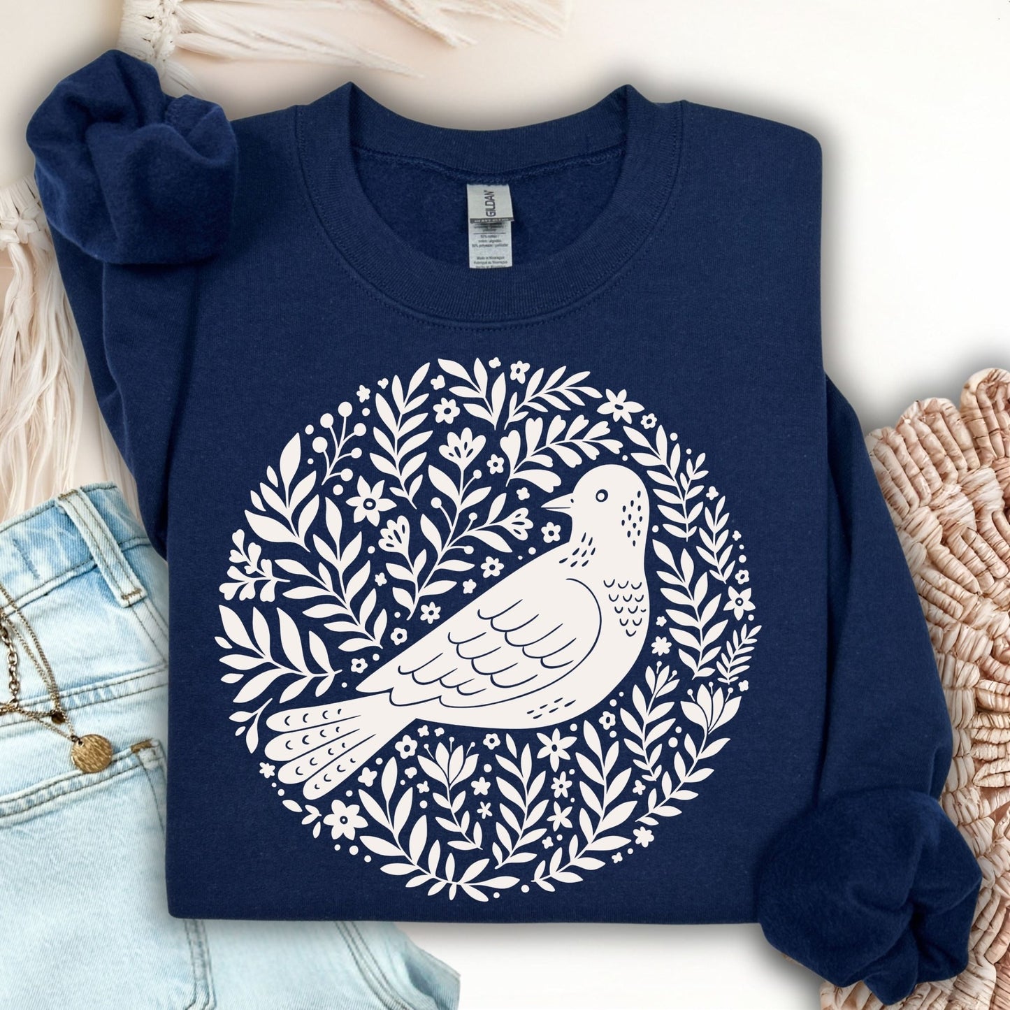 Scandinavian Bird Art Sweatshirt