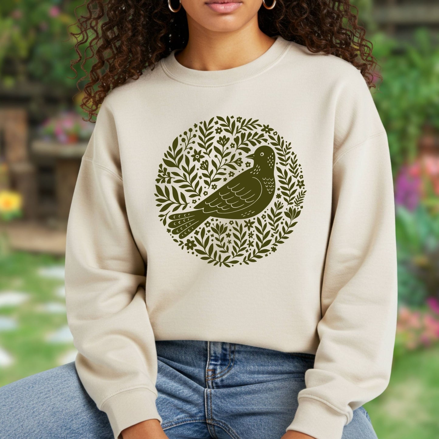 Scandinavian Bird Art Sweatshirt