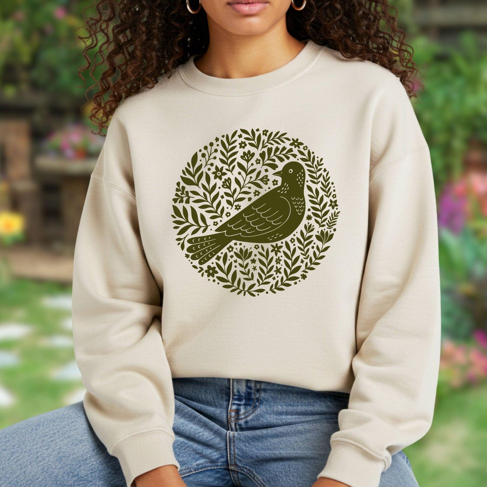 Scandinavian Bird Art Sweatshirt