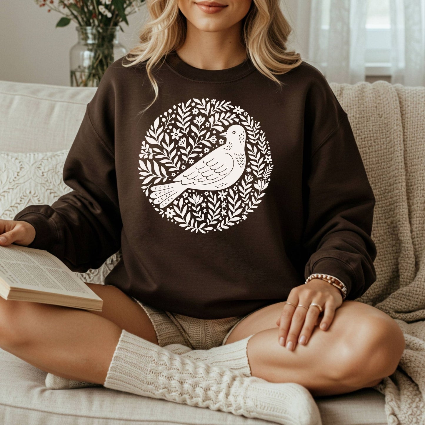 Scandinavian Bird Art Sweatshirt