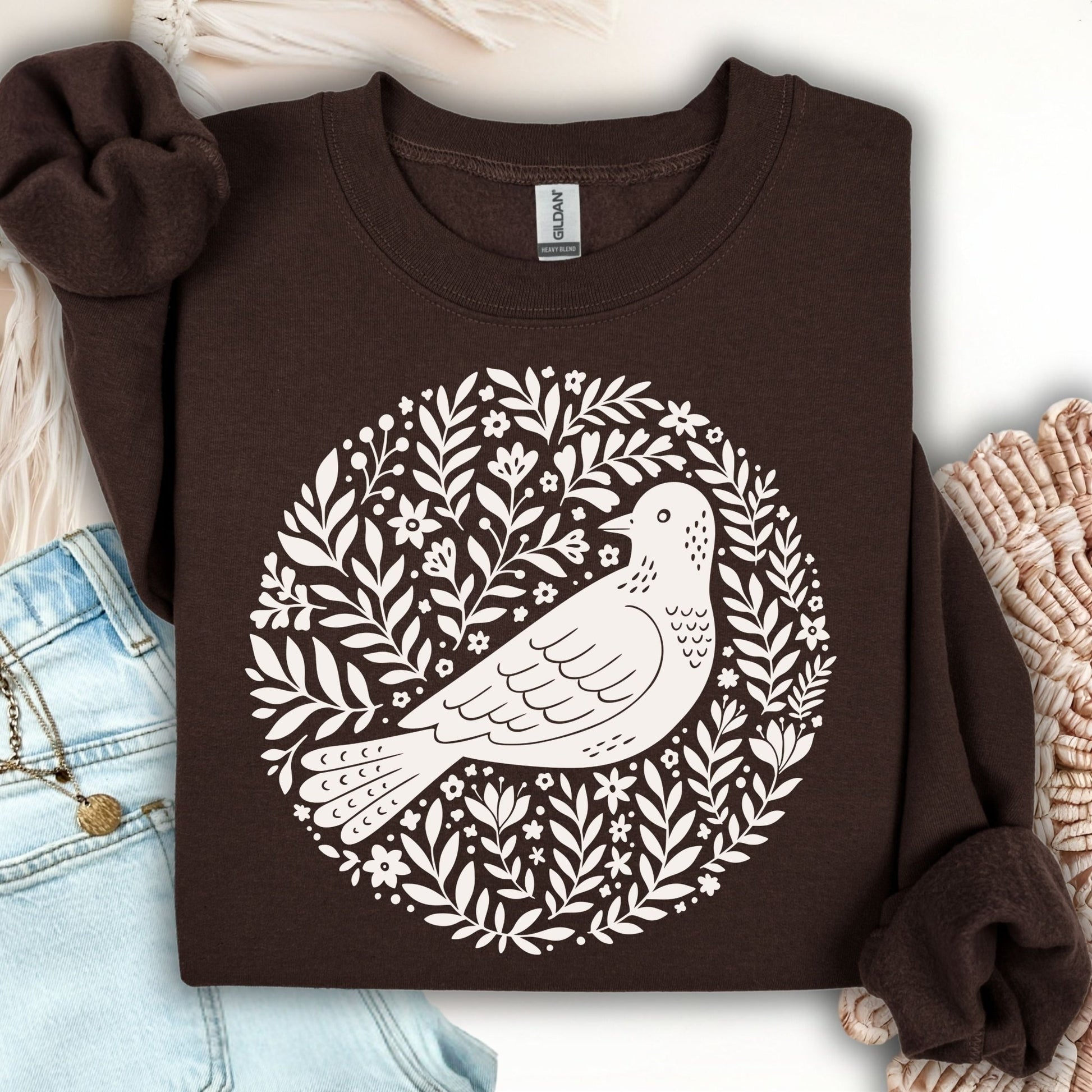 Scandinavian Bird Art Sweatshirt
